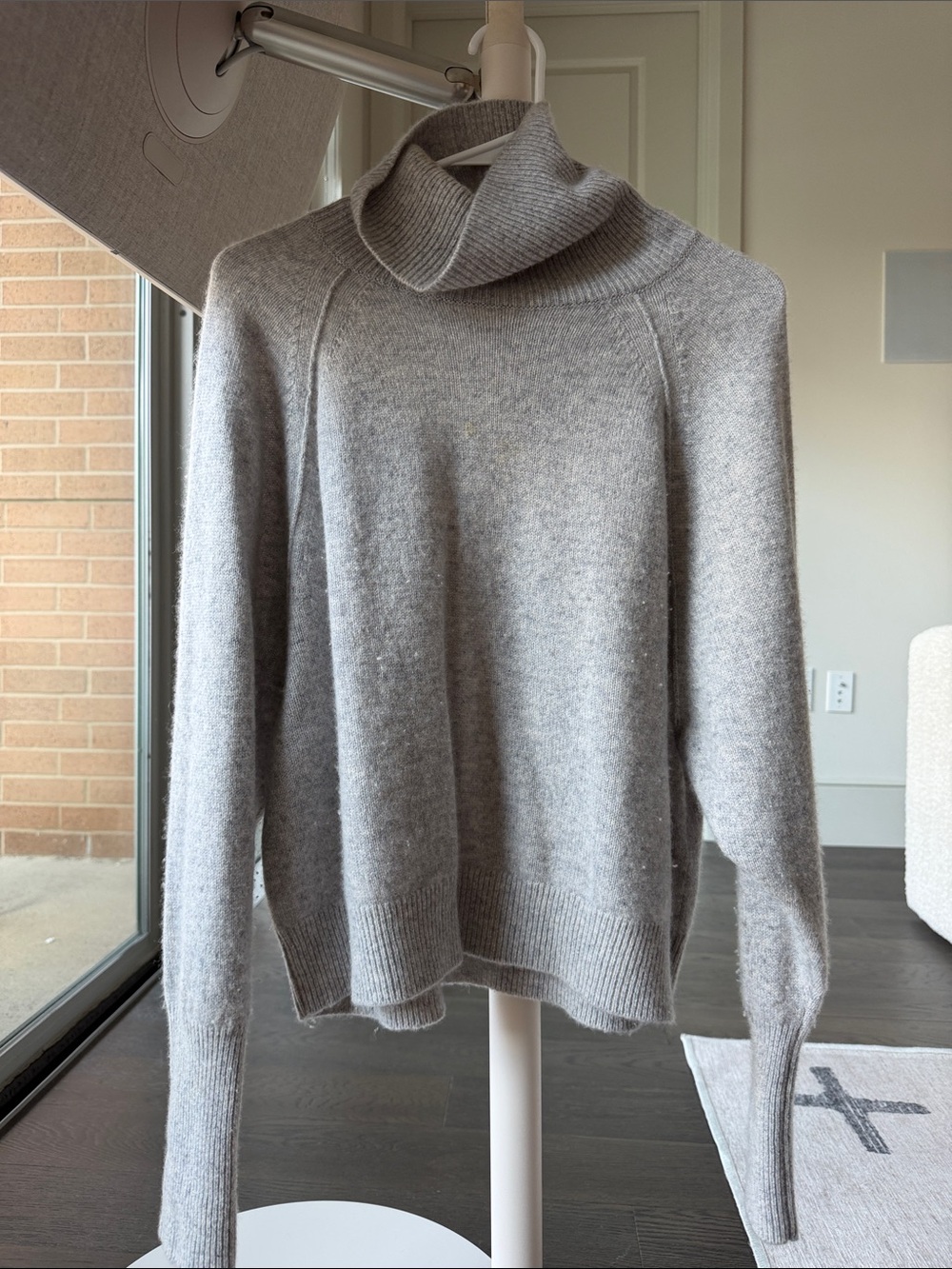 Soft Grey Turtleneck Women's 100% Cashmere Sweater